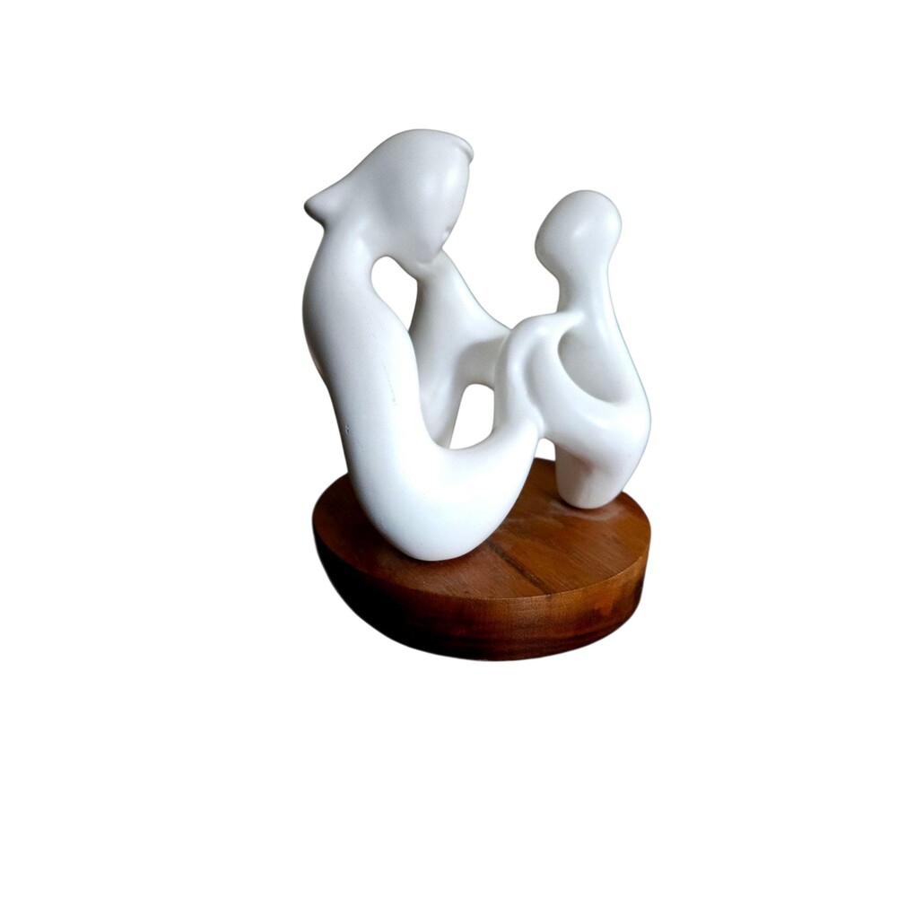 Vintage Circle of Love Figurine, Abstract Mother and Child Sculpture